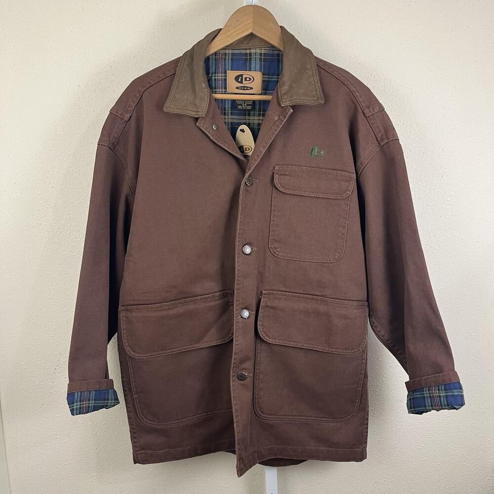 NWT ID Wear Vintage Barn Coat Mens Small Brown Leather Trim Chore Jacket Canada